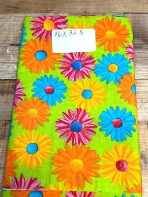 Bright Floral Fabric With Multi-Color Daisies 36" X 32.5" For Crafting Sewing & - Image 1 of 2