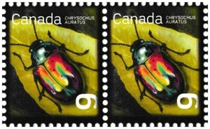 Canada 2410 Beneficial Insects Dogbane Beetle 9c horz pair MNH 2010 - Picture 1 of 1
