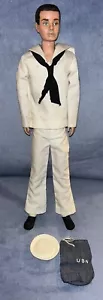 MATTEL KEN PUPPE BEFLOCKTER KOPF MATROSE FIGUR HUT SOCKEN SCHUHE SEESACK UM 1960 - Bild 1 von 16