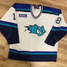 WORCESTER ICE CATS LAURI KINOS 2000-01 GAME WORN AHL MINOR LEAGUE HOCKEY JERSEY