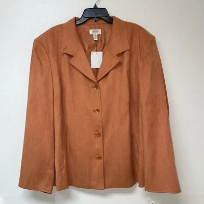 Chaqueta Talbots Imitación Gamuza Melocotón Talla 24W Abotonada Mangas Largas Cuello Forrado Foto 1 de 4