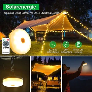 12M Camping Lichterkette Aufrollbar, Wasserdichte Tragbare USB LED Lichterkette - Bild 1 von 13