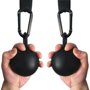 1 Pair Fitness Pull Up Training Steel Cannonball Grips Ball with Hanging Strap - Picture 1 of 7