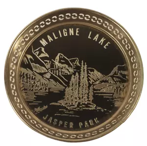 Maligne Lake Spirit Island Vintage Advertising Coaster Jasper Park 3" A21b - Picture 1 of 4