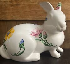 Tiffany & Co Easter Bunny ceramic  Figurine 1996 Hand Painted  Flowers VTG