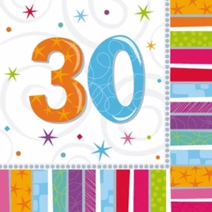 30th - Radiant Birthday 2 Ply Paper Napkins - Party Table Ware - Picture 1 of 1
