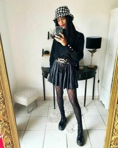 zara mujer FAUX LEATHER PLISADO MINI FALDA NEGRA NWOT NEW BLOGGER S - Imagen 1 de 5