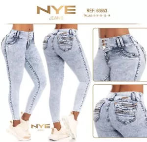 NYE JEANS COLOMBIANOS COLOMBIAN PUSH UP BLAU LEVANTA POMPIS BBL BUTT LIFT GRÖSSE 3 - Bild 1 von 2