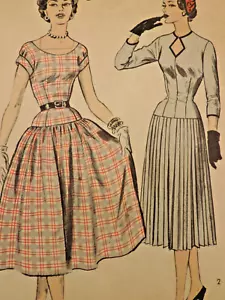 1950s Miss Advance 6114 Drop Waist/Diamond/Scoop Neck/ Dress Sz: 16 B34 COMPLETE - Picture 1 of 7