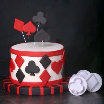 4Pcs/set Poker Themed Plunger Cookie Fondant SugarCraft Cutter Mould Mold - Image 1 of 4