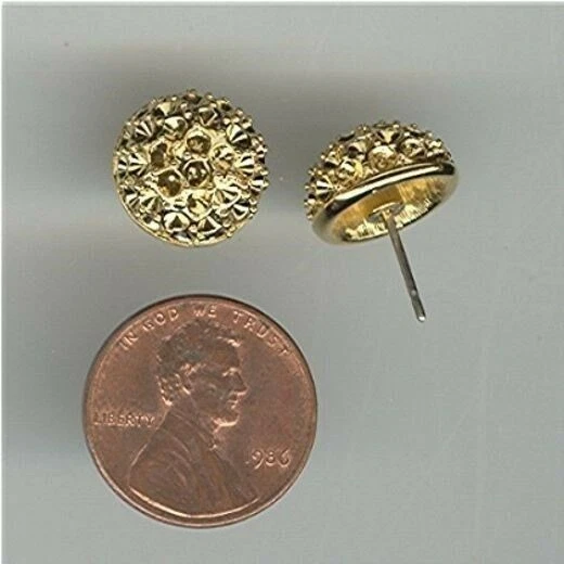 12 VINTAGE GOLD PLATE UNSET RHINESTONE CLUSTER DOME EARRING SETTINGS Z561 - Image 1 of 1