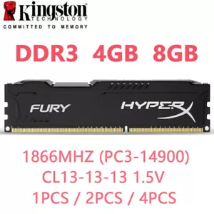 kingston HyperX FURY DDR3 8GB 16GB 32GB 1866 PC3-14900 Desktop RAM Memory DIMM - Picture 1 of 16