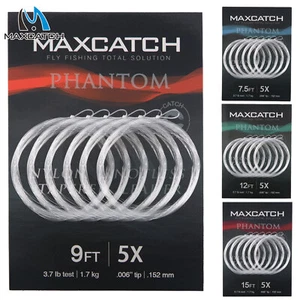 Maxcatch 6 Pack Fly Fishing Tapered Leader Line with loop  7.5ft/9ft/12ft/15ft - Picture 1 of 9