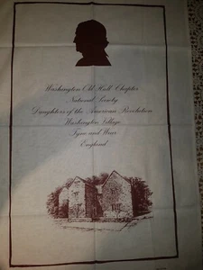  Large Vintage Washington Old Hall Chapter National Society Tea Towel - GIFT - Picture 1 of 4
