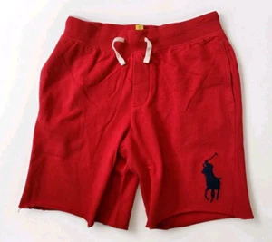 Polo Ralph Lauren Cotton Terry Shorts Big Pony Logo Boys Size M 10/12 Red - Picture 1 of 6