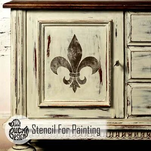 Dizzy Duck French Shabby Chic Single Fleur De Lys Schablone für Wände Möbel - Bild 1 von 4