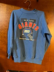Vintage Hanes Activewear New York Giants Blue Graphic Sweatshirt Boys XL 1990s - Picture 1 of 4