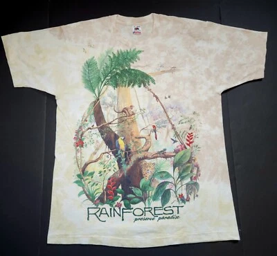 Vintage Single Stitch RAIN FOREST Nature Double Sided  T-Shirt Men's Size XL - Image 1 of 4