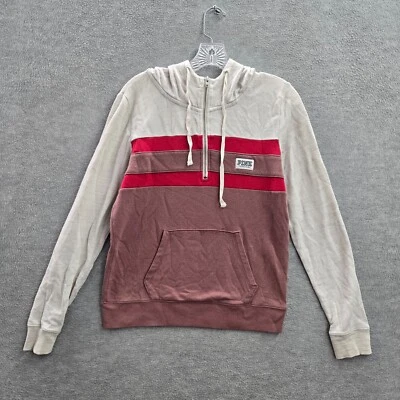 Sudadera Rosa Victorias Secret Mujer Pequeña Marrón Sudadera con Capucha 1/4 Bolsillos con Cremallera LEER Foto 1 de 4