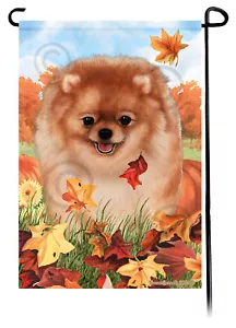 Bandera de jardín Falling Leaves - Naranja cervatillo Pomerania - Imagen 1 de 1