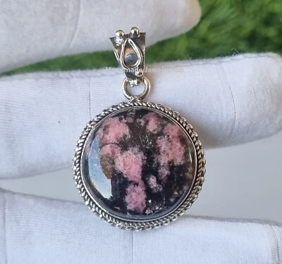 Rhodonite Appealing Pendant 925 Sterling Silver Handmade Gift Jewelry PG3127 - Image 1 of 4
