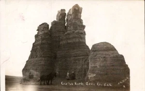 RPPC Castle Rock Cove County KS Real Photo Kansas Horse Buggy PM 1911 - Bild 1 von 2
