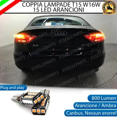 COPPIA LAMPADE W16W T15 CANBUS 15 LED FRECCE POSTERIORI AUDI A5 8T NO ERRORE - Immagine 1 di 4