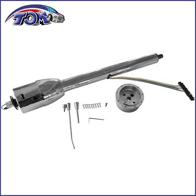 28" Chrome Tilt Manual Style Steering Column w/ Wheel Adapter No Key Hot Rod GM - Image 1 of 4