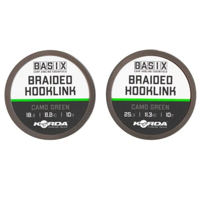 Korda Basix Braided Hooklink Camo Green Karpfenvorfach Vorfach Vorfachmaterial - Bild 1 von 2