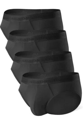 DAVID ARCHY Men's Modal Briefs Underwear Super Soft Comfort 4 Pack Black - Image 1 of 4