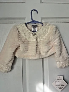 Blueberi boulevard cream bejeweled rosette faux fur bolero 4T - Picture 1 of 5