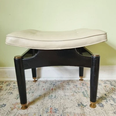 Vintage 60s G Plan Librenza Tola White Vinyl Dressing Table Stool Mid Century  - Image 1 of 4