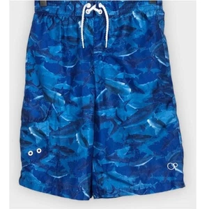 OP boys blue shark print swim trunks bottoms size 10-12 - Picture 1 of 6