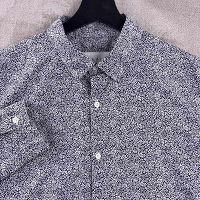 Sandro Long Sleeve Shirt Mens Medium Navy White Floral Print Casual Button Front - Image 1 of 4