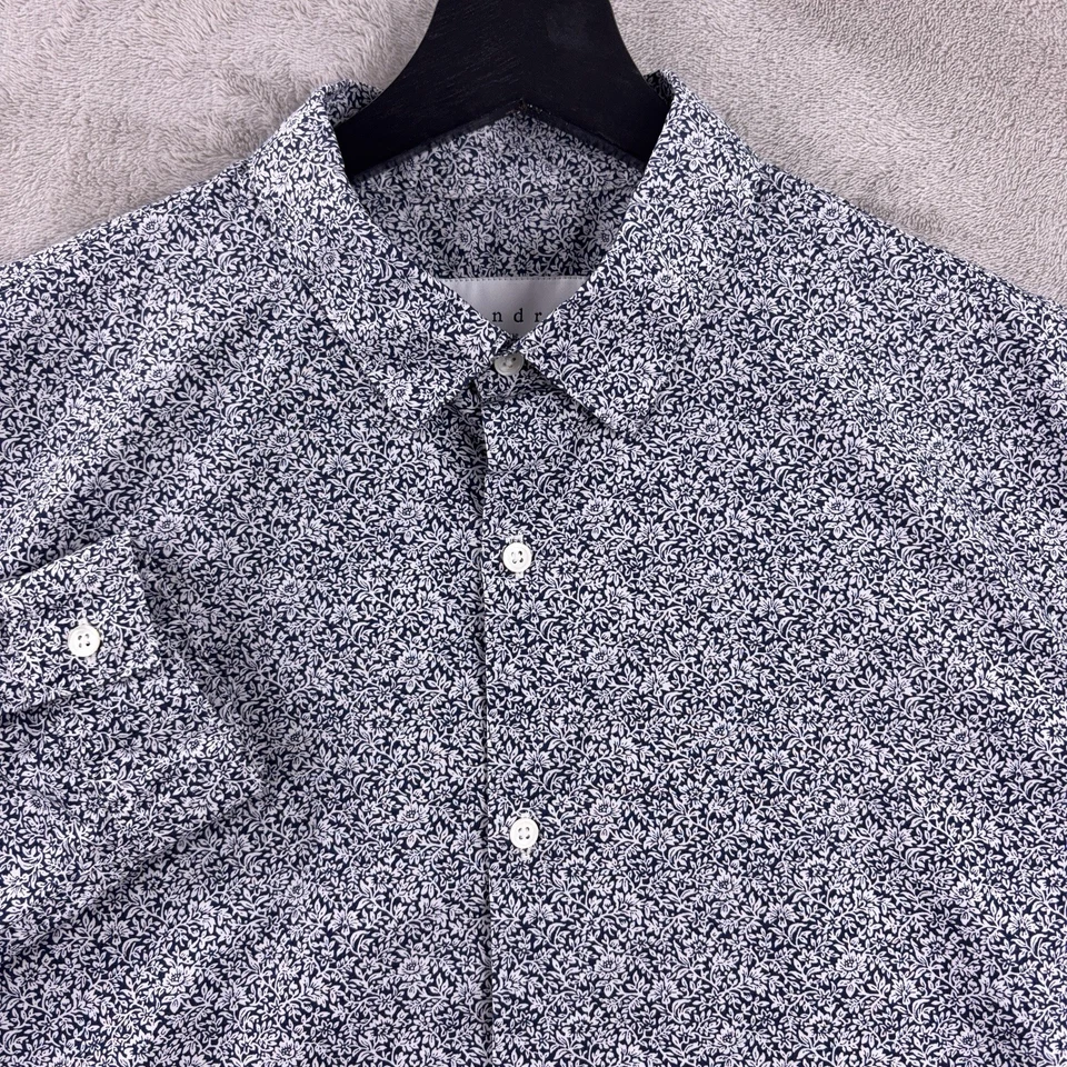 Sandro Long Sleeve Shirt Mens Medium Navy White Floral Print Casual Button Front - Image 1 of 4