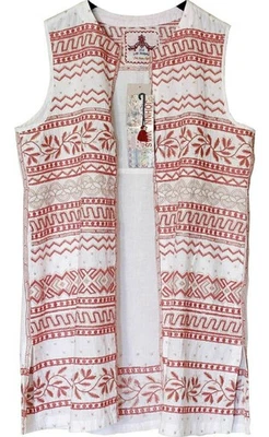 Johnny Was NWT Dahlia EMBROIDERED Vest Topper JACKET Top 34" Long BOHO $258 L XL - Image 1 of 4