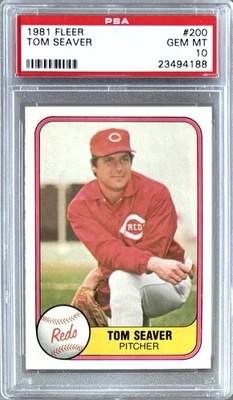 1981 FLEER #200 TOM SEAVER HOF PSA 10 GEM MT REDS - Image 1 of 2