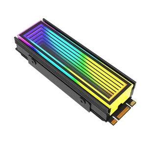 2280 SSD M2 Radiateur PC RGB M.2 Nvme Refroidisseur Dissipateur Thermique Sans Fin Abyss Noir K6O5 - Photo 1/10