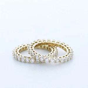 3 1/2ctw I SI2 Round Cut Earth Mined Certified Diamonds Platinum Eternity Ring - Picture 1 of 3