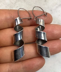 Vintage Sterling Silber Spirale Ohrhänger Mexiko Modernist - Bild 1 von 16