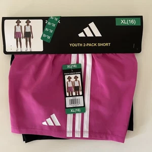 Adidas Youth Girls 2-Pack Short Pink Black XL (16) - Picture 1 of 3