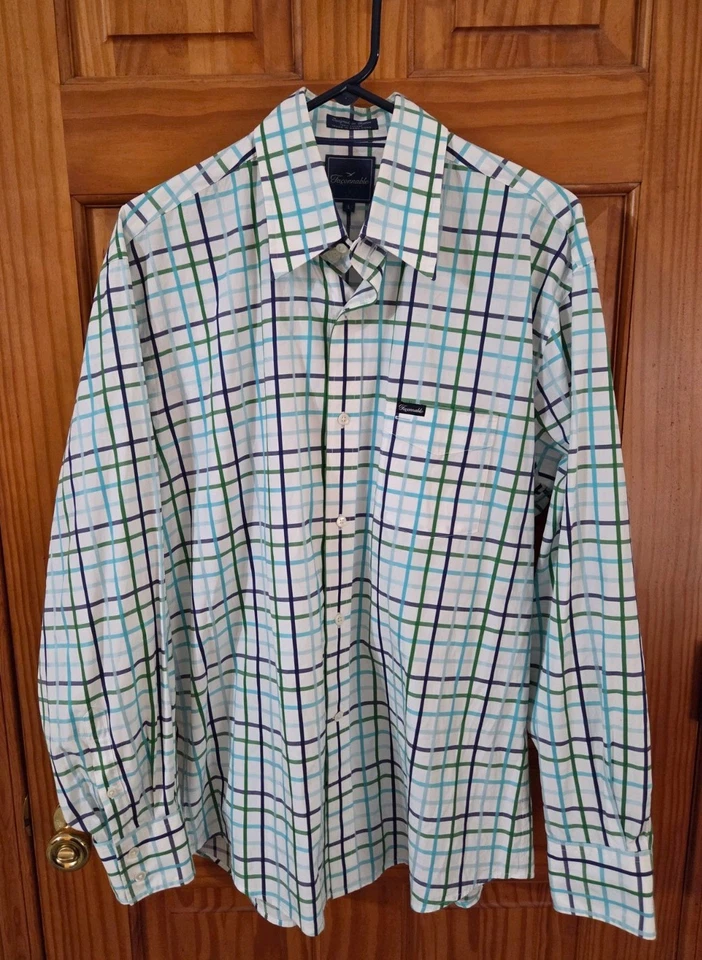 Faconnable Мужская рубашка многоцветный синий зеленый клетку размер L разработан Франция - Изображение 1 из 4