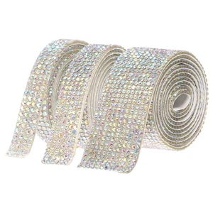 3 Rotoli Nastro Strisce Strass Cristallo Autoadesivo 9 Iarde, Colore AB - Foto 1 di 7