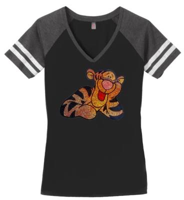 Camiseta para mujer Tigger Winnie the Pooh Camiseta para mujer Camiseta S-4XL Bling Cuello en V Foto 1 de 2
