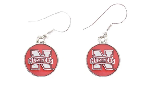 Nebraska Cornhuskers Translucent Red Disc Silver Earrings Jewelry NU Cover