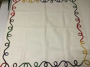 Vintage Cotton Scarf with Colorful Soutache Work, by Carol Laurie - Picture 1 of 5