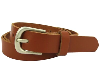 Gürtel Ledergürtel 100% echt Leder 2cm Breit Rindleder Damen Herren Cognac Neu - Bild 1 von 4