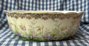 CINA CORONA IMPERIALE ~ PANSIES / ORO ~ CIOTOLA DA PORTATA PORCELLANA 9" ~ AUSTRIA - Foto 1 di 11