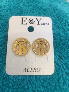 Pendientes Oso Moda Mujer Acero Inoxidable Dorado Brillante - Imagen 1 de 6