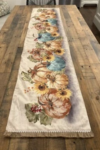 Nicole Miller Autumn HARVEST 74x16" Table Runner: Thanksgiving Fall Pumpkins - Picture 1 of 11
